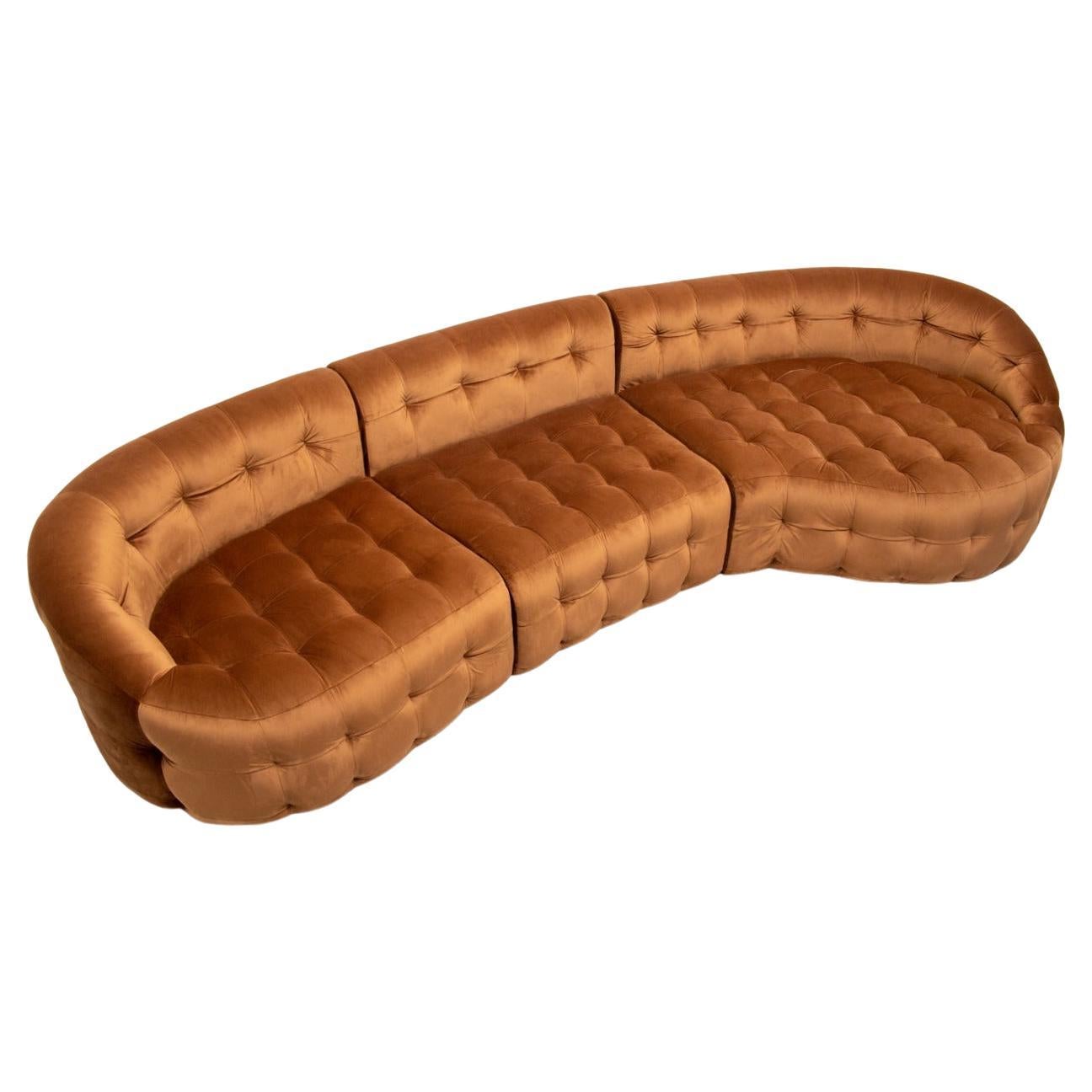 Serenity Dreisitzer-Loungesessel mit plüschfarbenem Tan-Stoff von Nika Zupanc im Angebot