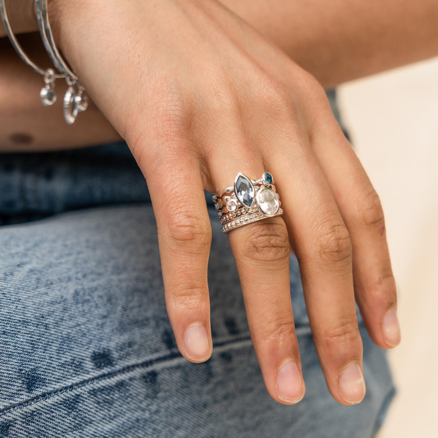 For Sale:  Serenity Twinkle Ring Stack In Sterling Silver 3