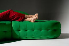 Serenity Two Seater Sofa with Plush Green Fabric by Nika Zupanc