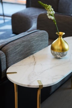 Sereno Coffee Table in Calacatta Marble and Polished Gold - In Stock