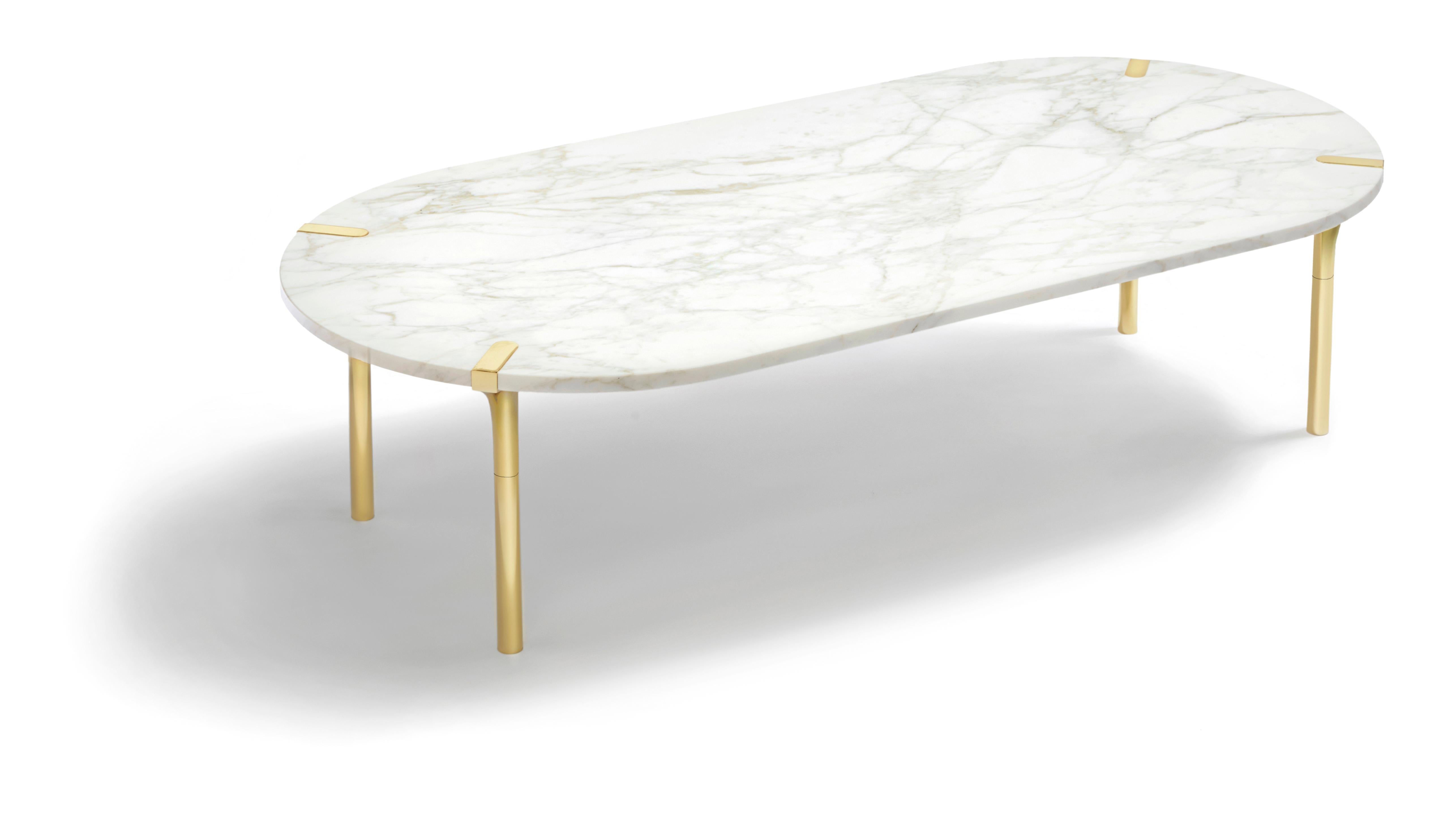 Other Sereno Coffee Table in Calacatta Marble and Polished Gold - In Stock