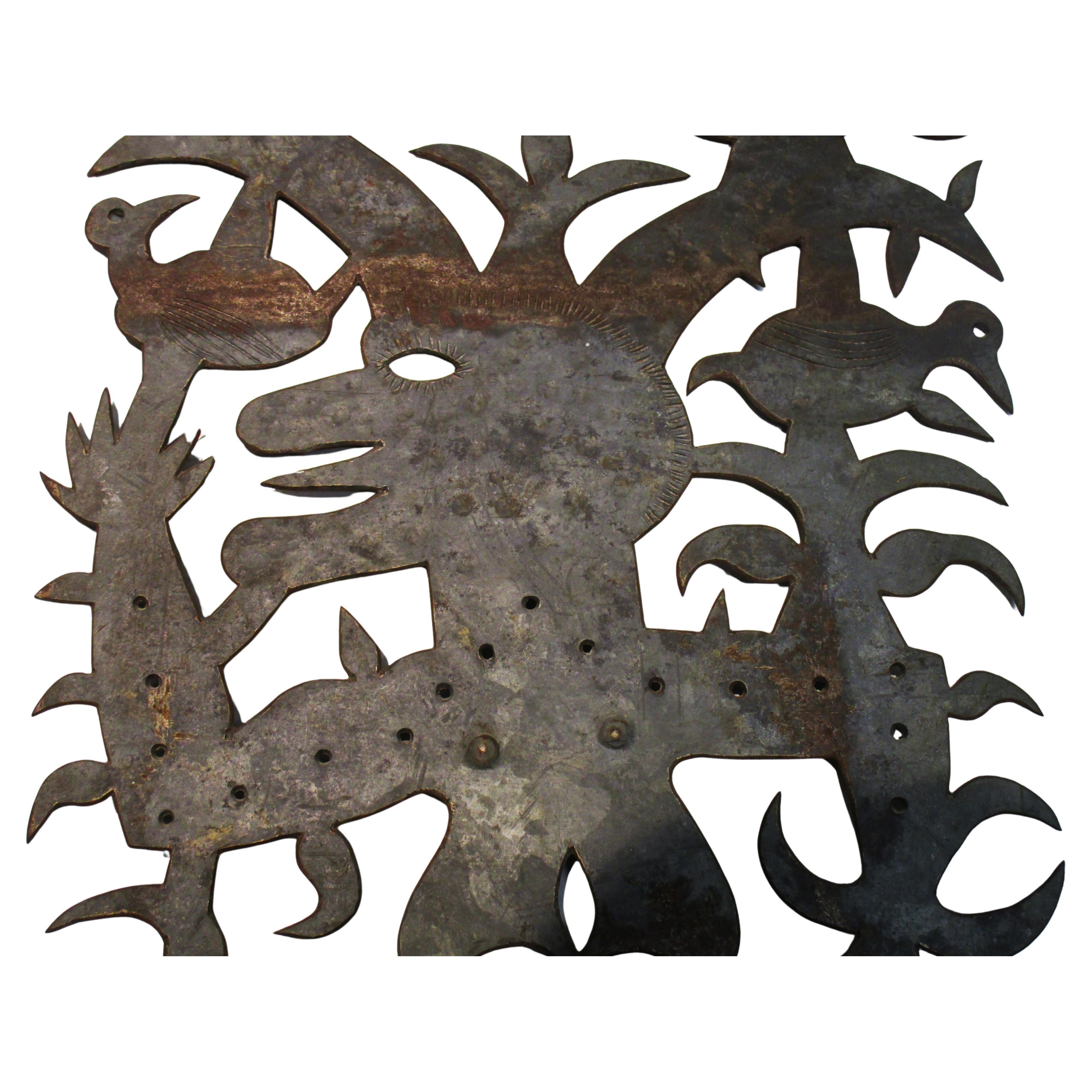 Seresier Louis-Juste Escultura haitiana de acero tallado Espíritu Dios y Pájaros finales del siglo XX en venta