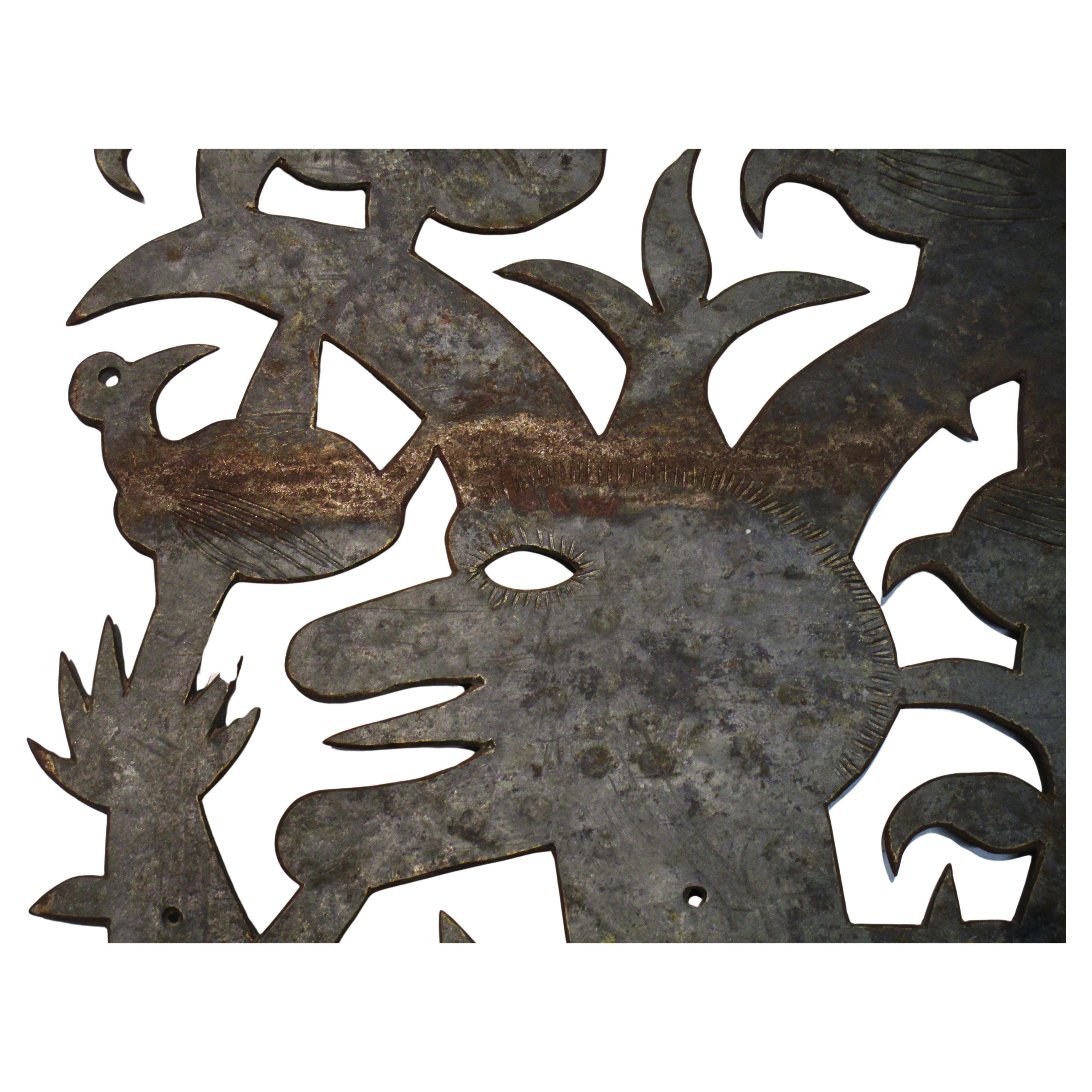 Seresier Louis-Juste Escultura haitiana de acero tallado Espíritu Dios y Pájaros Acero en venta