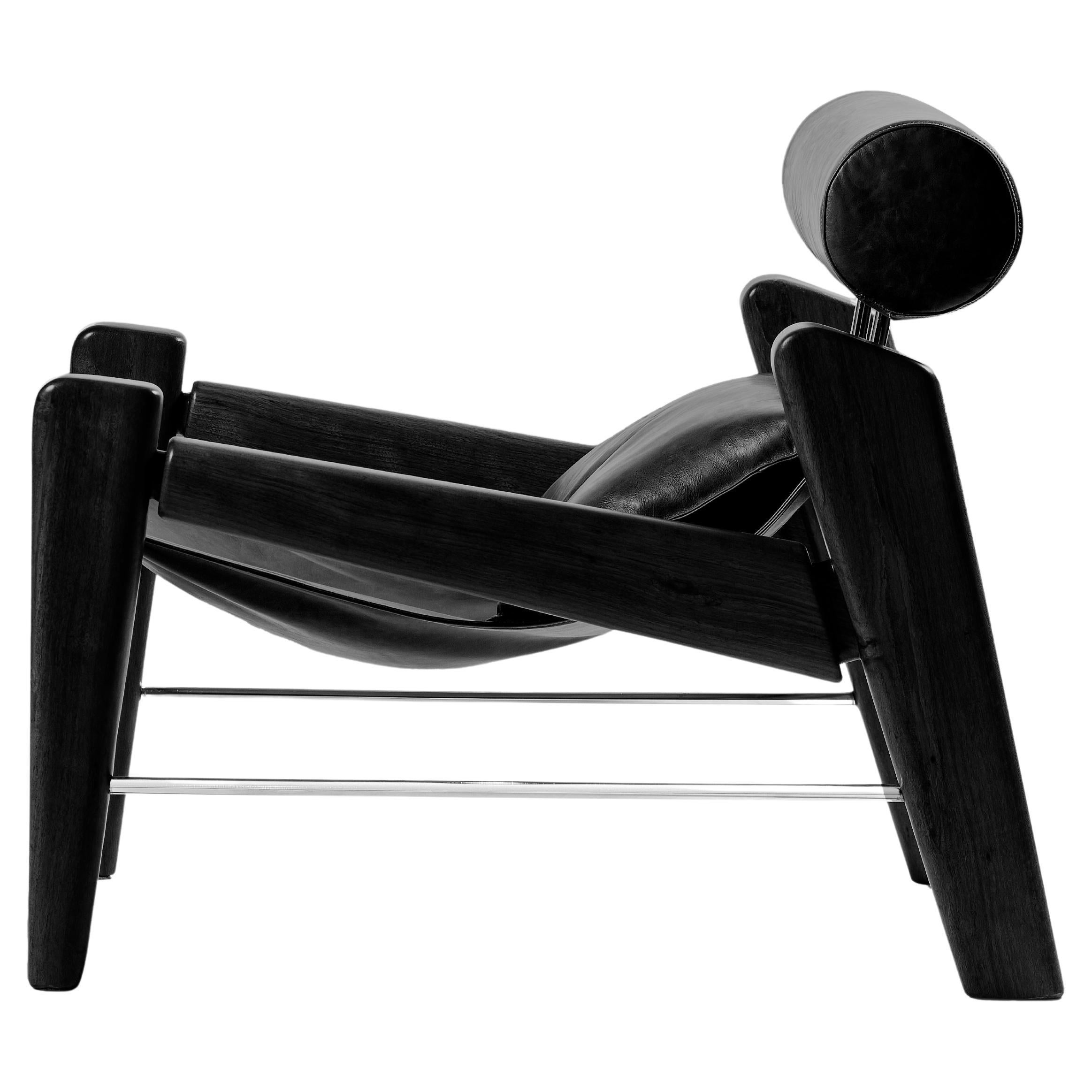 Serfa Armchair - 2024, Ebonized Wood and Leather - by Zanini de Zanine
