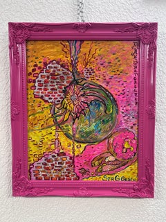 Abstract Acrylic/mixed media Painting on Canvas "Donut" by Serg Graff with COA