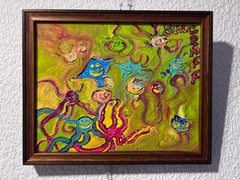 Abstract Painting on Canvas by Serg Graff "Funny Octopuses", COA