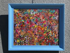 Pintura abstracta sobre lienzo de Serg Graff, "Salpicaduras de soldadura", COA