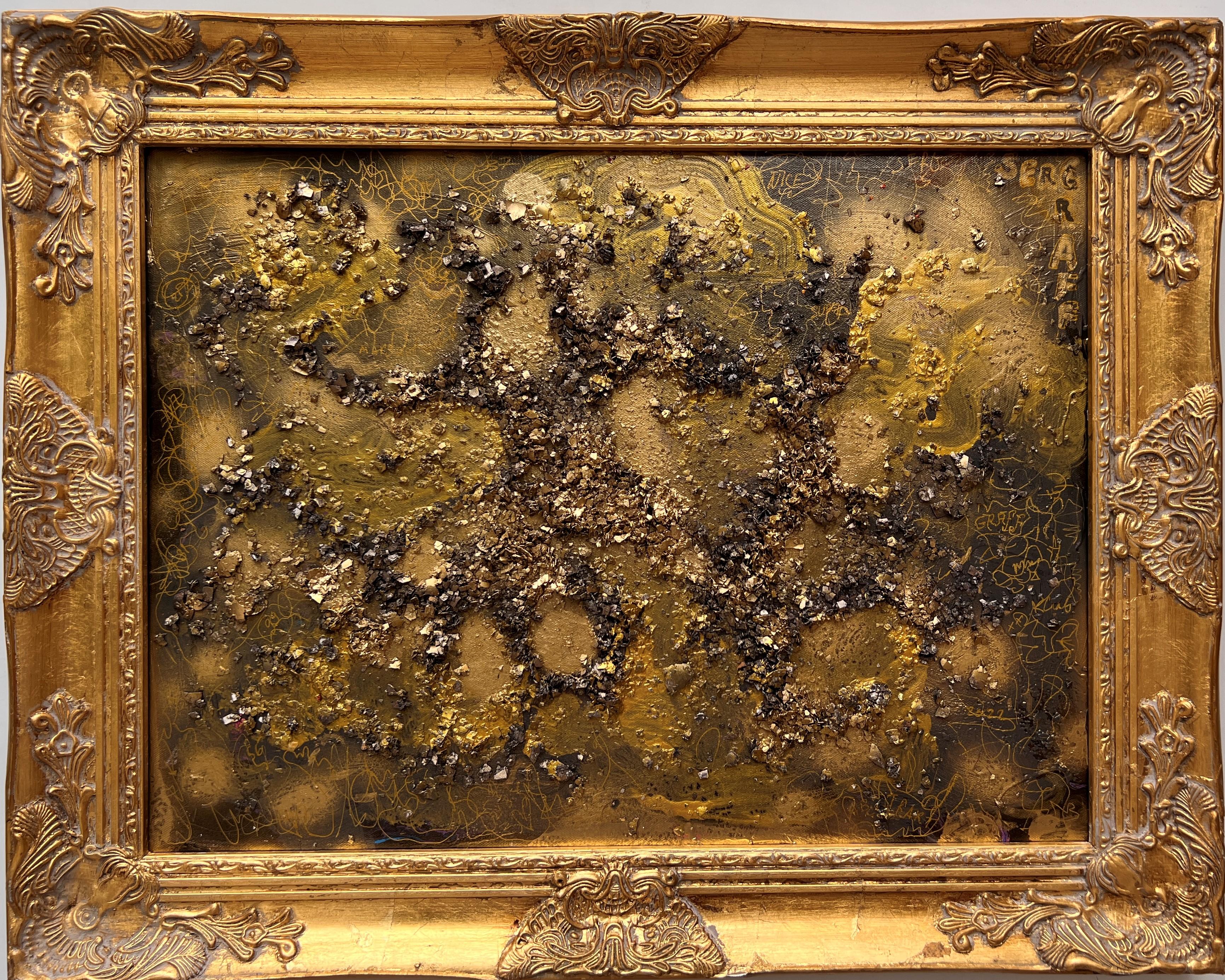 This is a unique original acrylic painting on canvas in a fantasy abstract style by Serg Graff Titled "Gold for you". Textured mixed media makes this picture 3D and expressive. 
 
It comes signed, dated, and with a COA (Certificate of Authenticity).