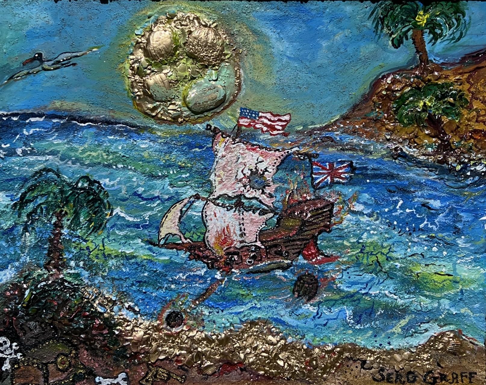 Quadro acrilico su tela di Serg Graff, Paesaggio marino, 