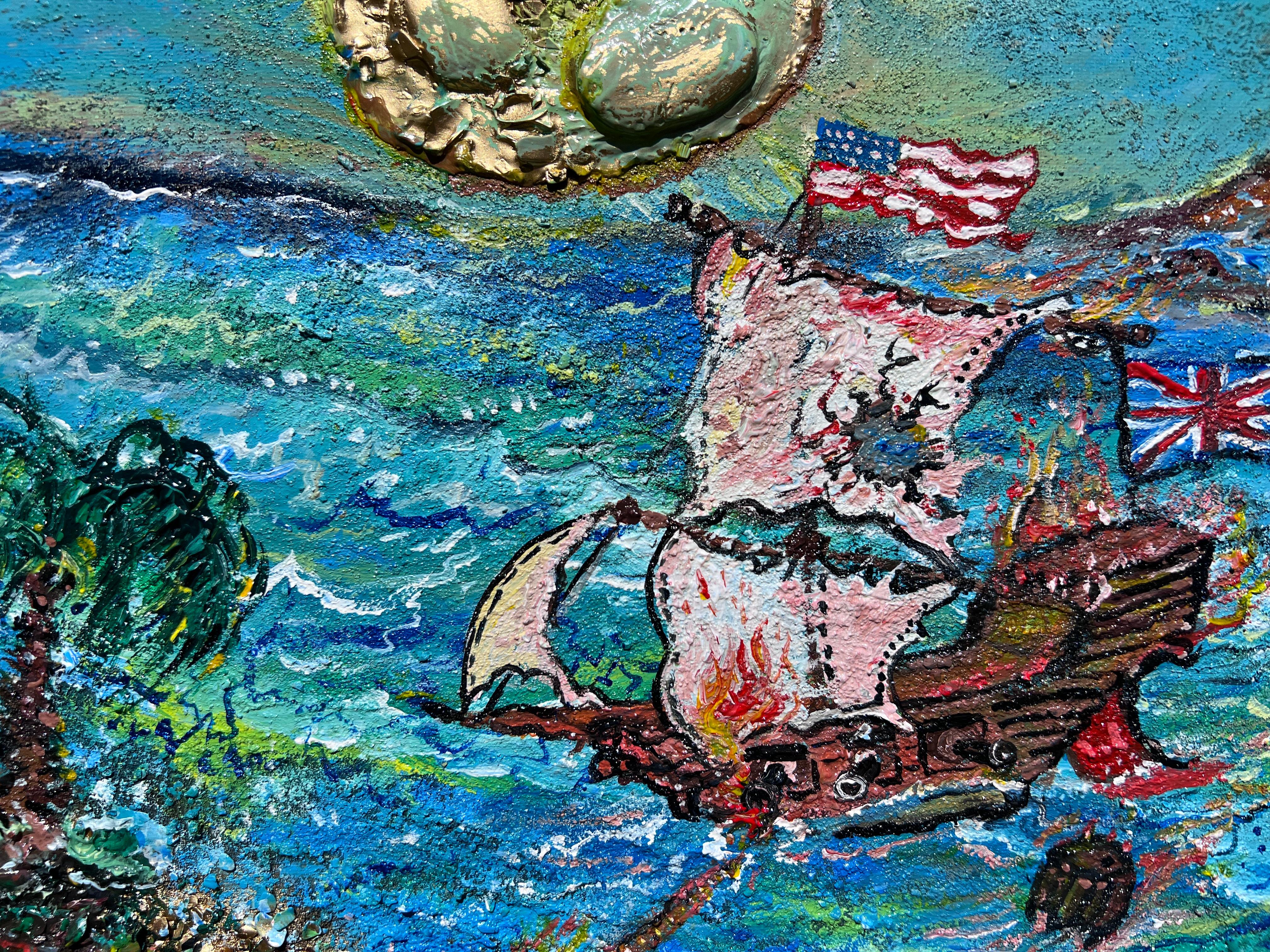Quadro acrilico su tela di Serg Graff, Paesaggio marino, 