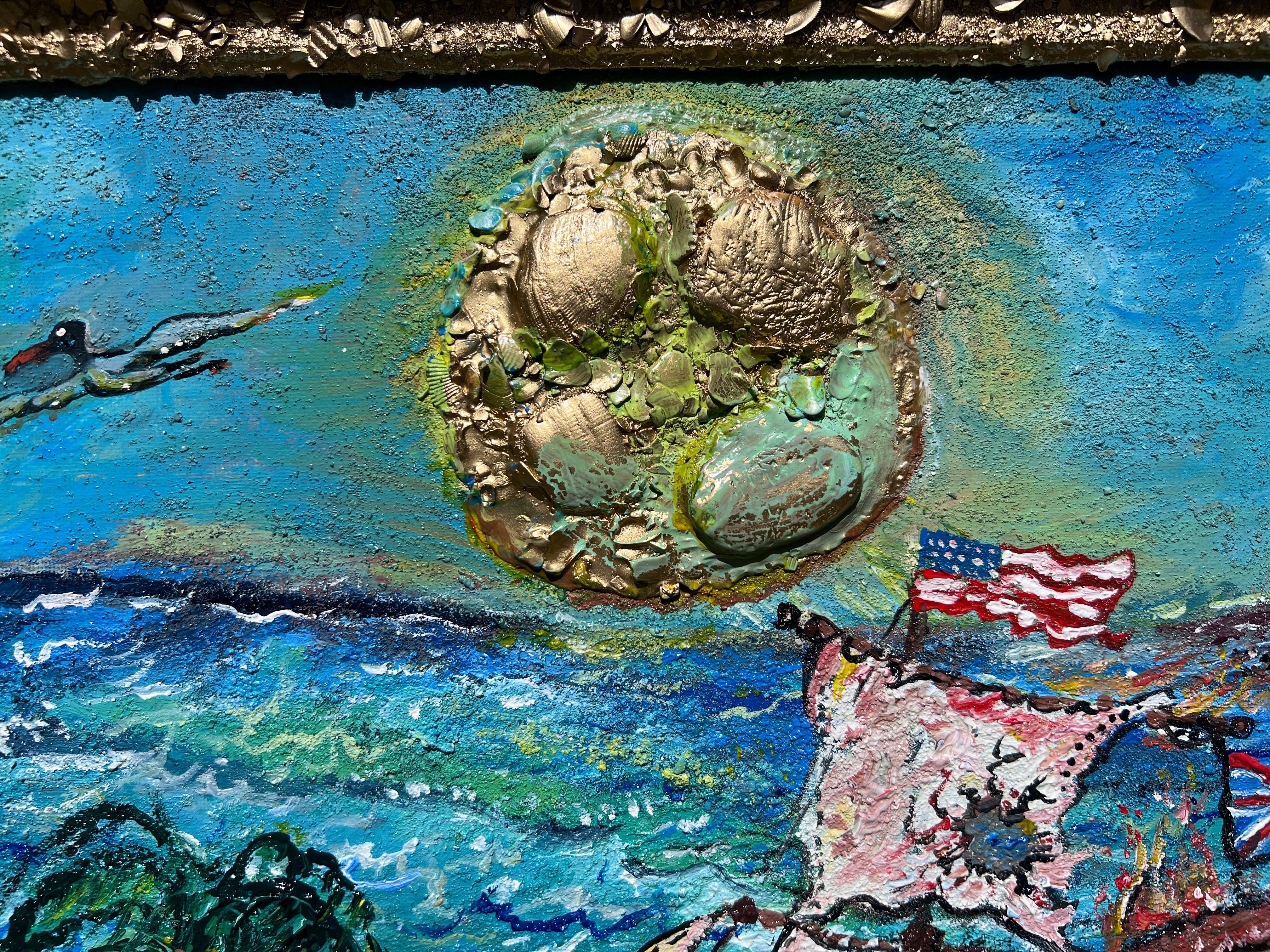 Quadro acrilico su tela di Serg Graff, Paesaggio marino, 
