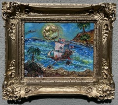 Acrylic painting on canvas by Serg Graff, Seascape, "Pirate Island" , COA