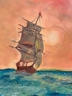 Large Oil Painting on Canvas, Seascape by Serg Graff "Clipper Ship Dream" Framed