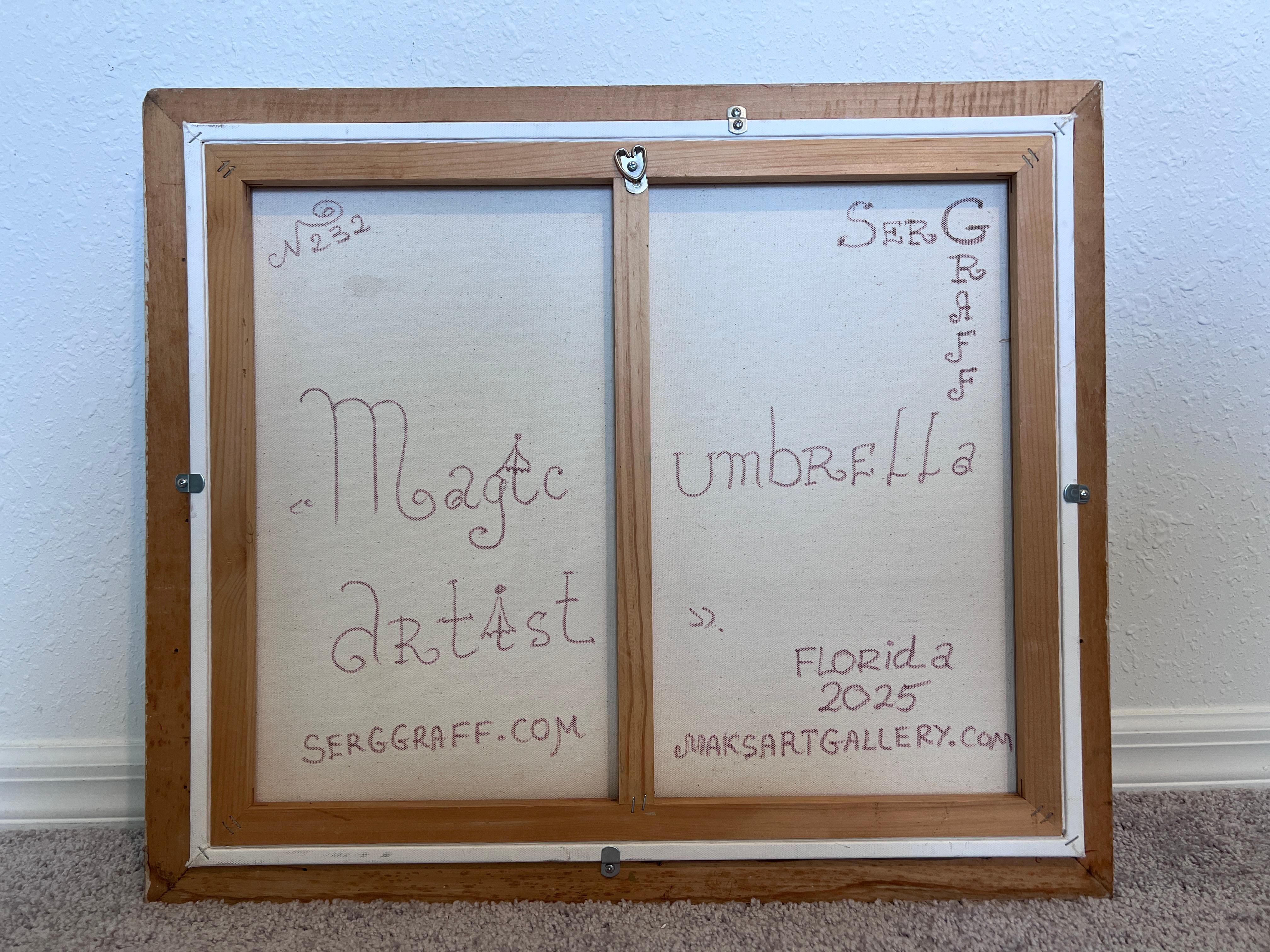 Magic Umbrella Beach Scene Painting by Serg Graff  Original Framed, COA For Sale 8