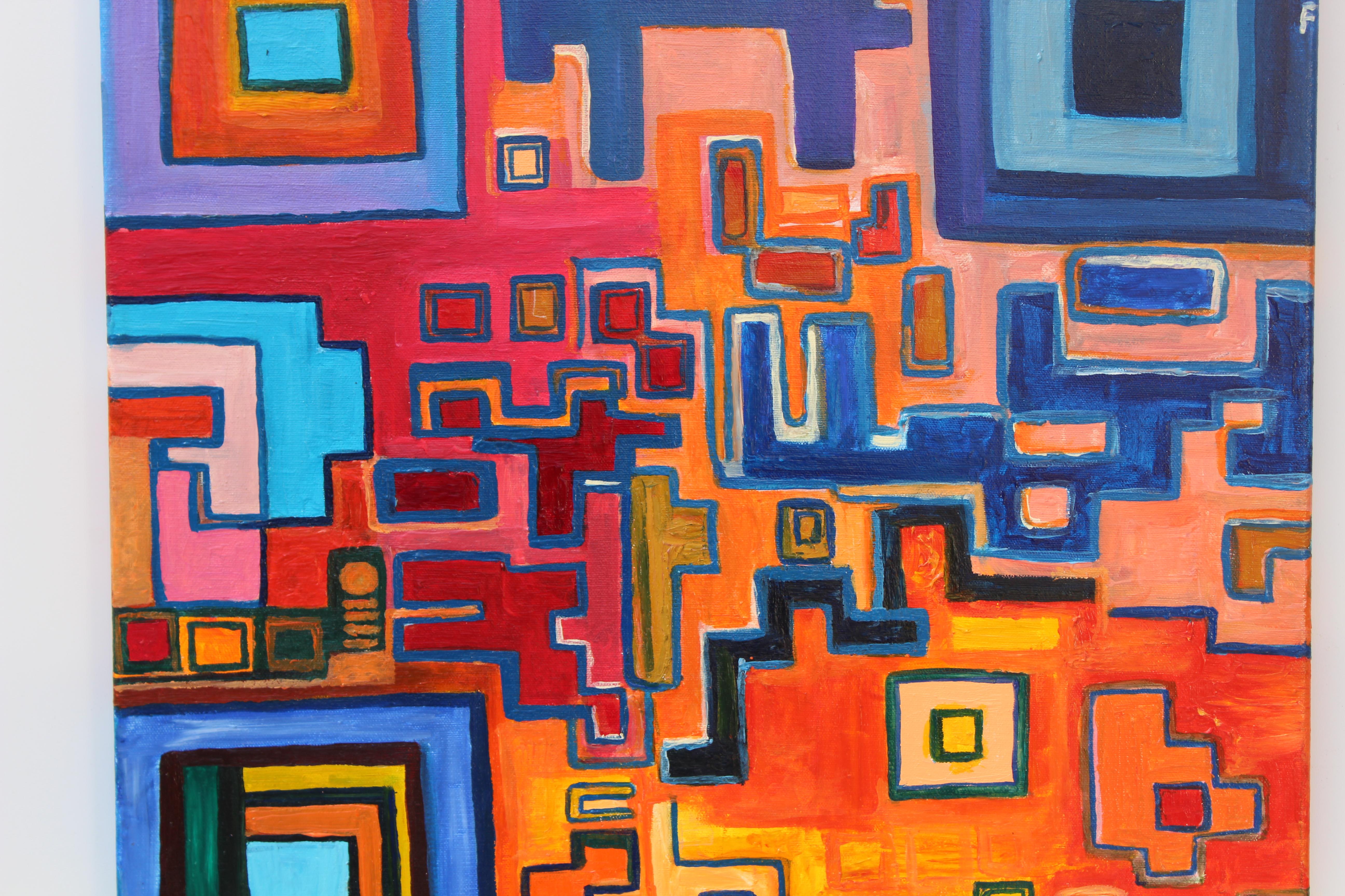 Modern Abstract Painting on Canvas “Labyrinth” by Serg Graff  COA  Signed For Sale 1