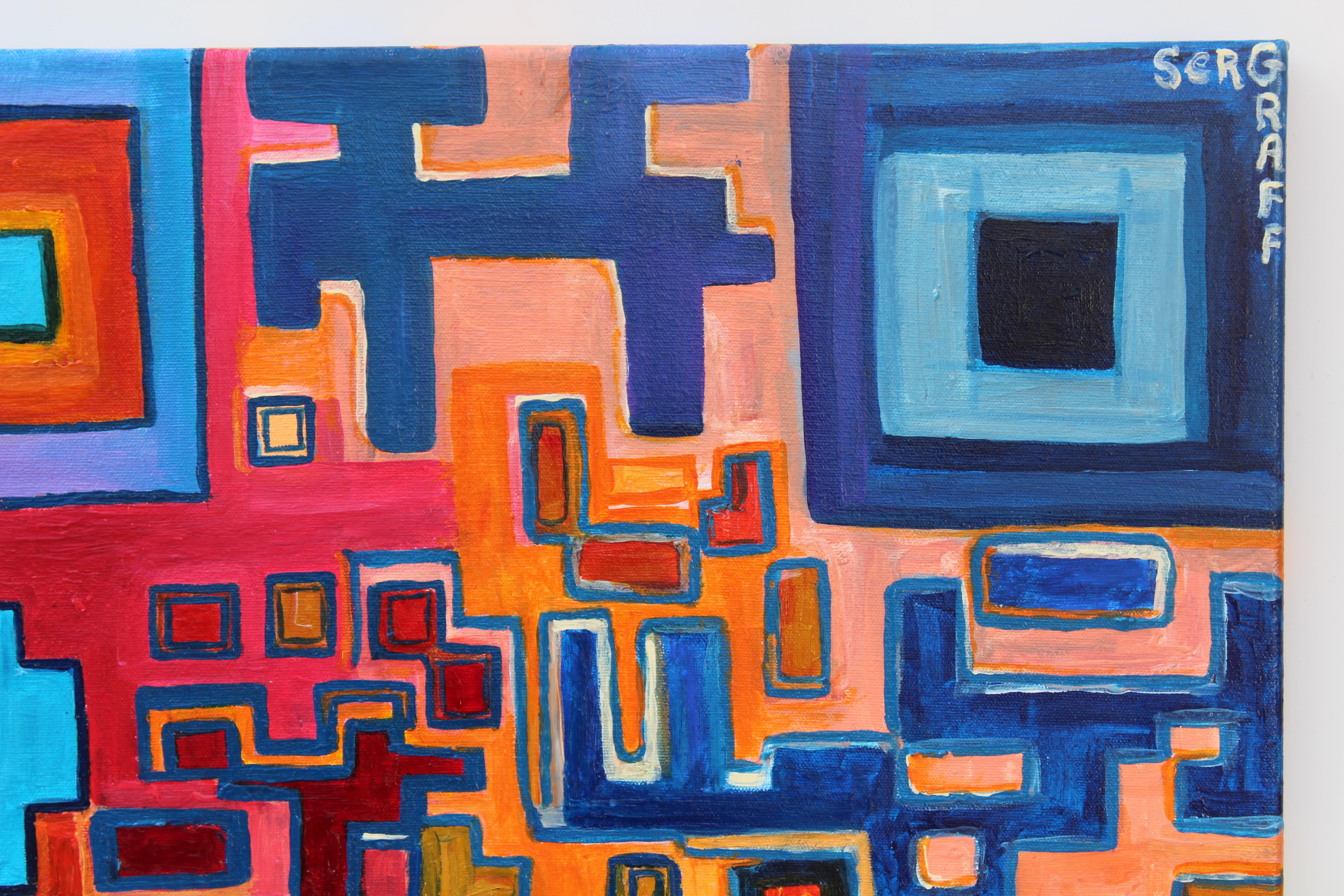 Modern Abstract Painting on Canvas “Labyrinth” by Serg Graff  COA  Signed For Sale 2