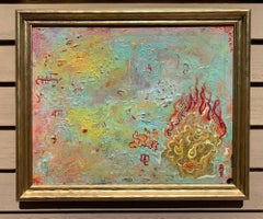 Peinture à l'huile sur toile, style abstrait fantastique, par Serg Graff, COA intitulé "Key" (clé)