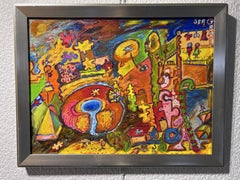 One-Of- A-Kind Abstract Painting on Canvas by Serg Graff "Donut" Framed, COA