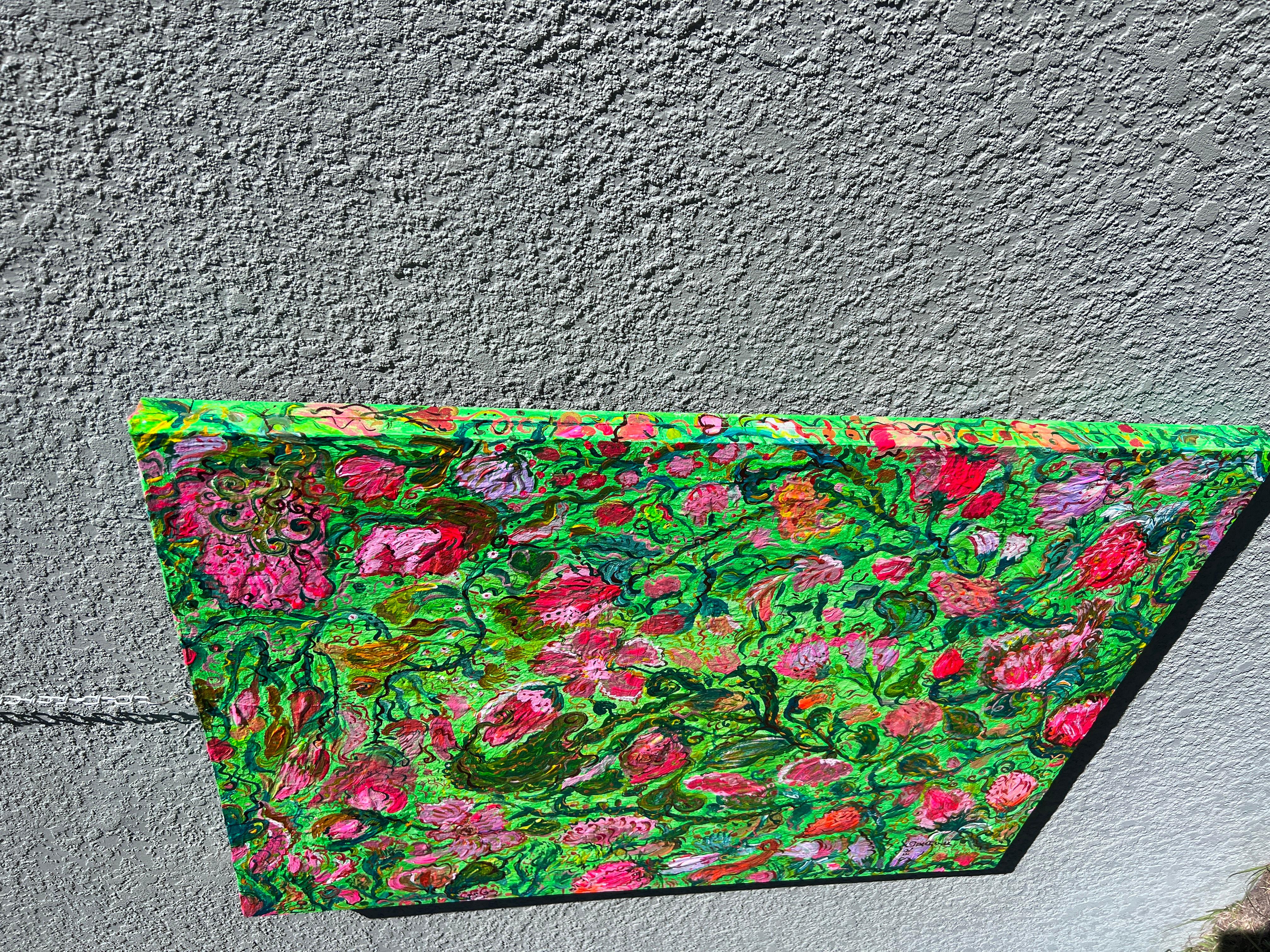 Abstraktes Gemälde auf Leinwand von Serg Graff, „Blumenblumen am Efeu“, COA, Unikat im Angebot 7