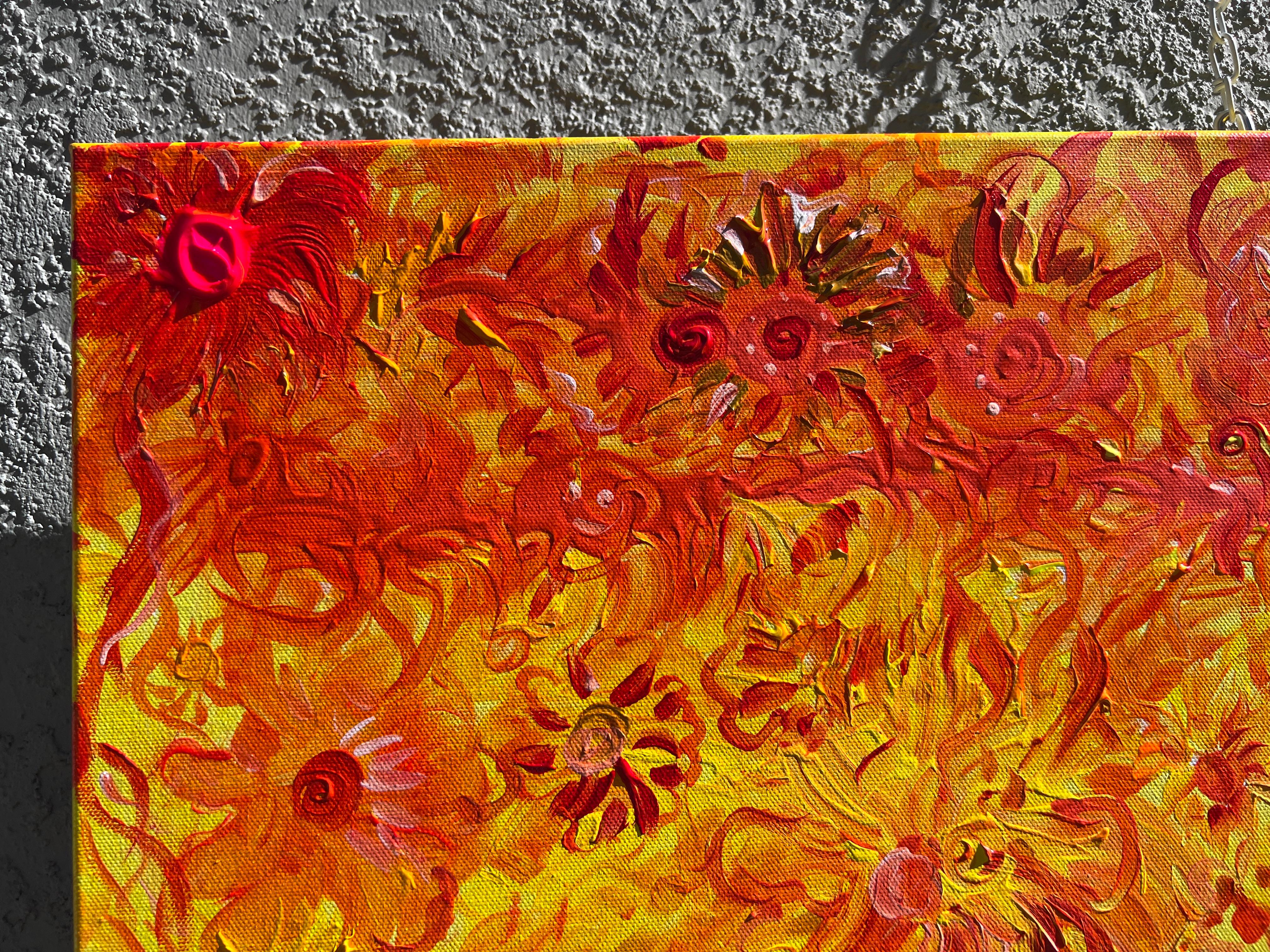 Peinture abstraite sur toile unique de Serg Graff « Sunspot Flowers » COA en vente 3