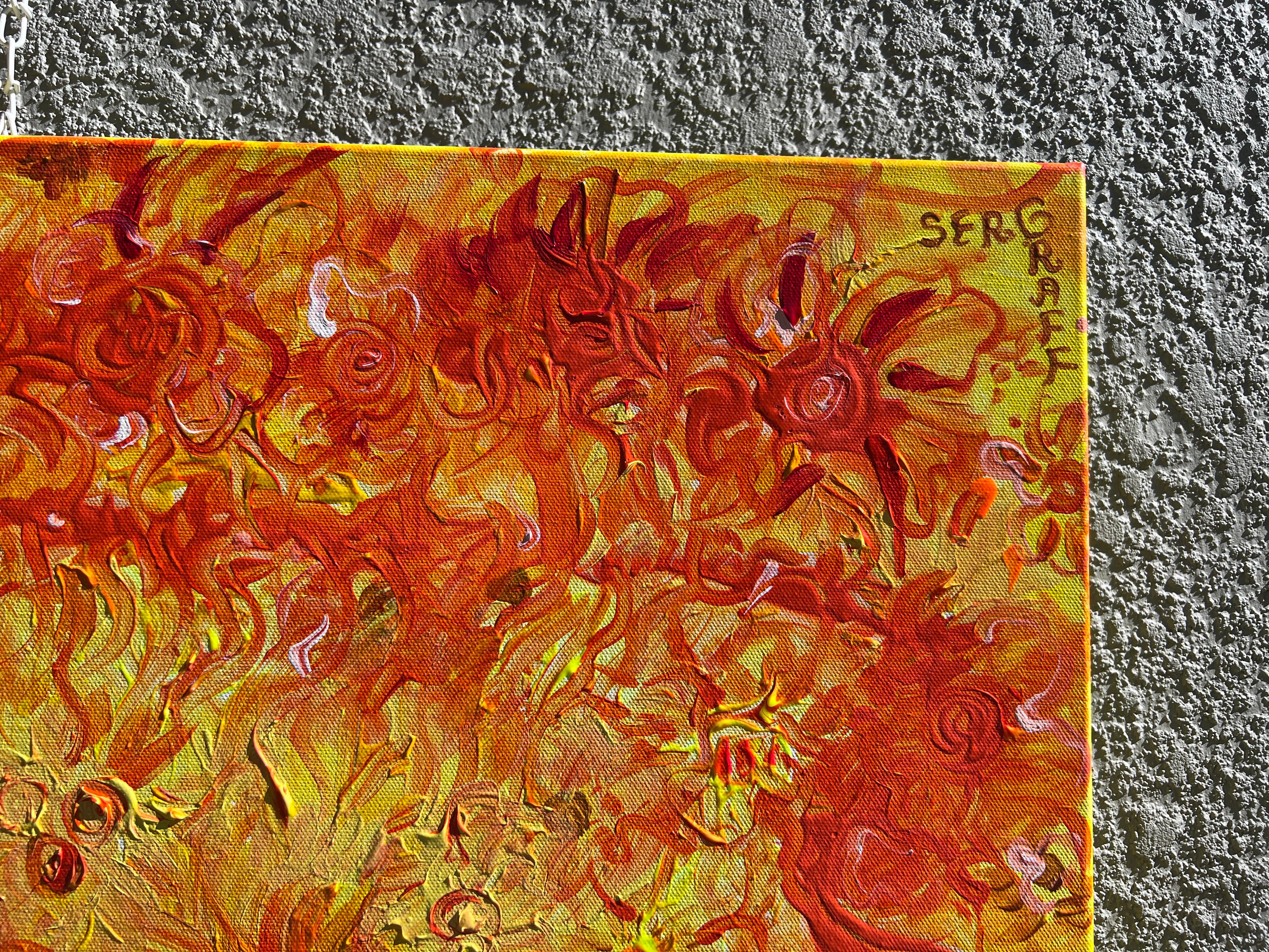 Peinture abstraite sur toile unique de Serg Graff « Sunspot Flowers » COA en vente 4