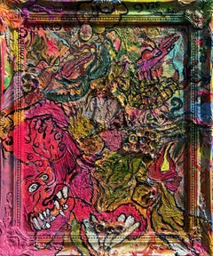 Pittura astratta con texture unica nel suo genere di Serg Graff "Cool Monsters", COA
