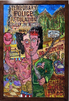 Cuadro grande único sobre tabla de Serg Graff "Caricatura". COA adjunto
