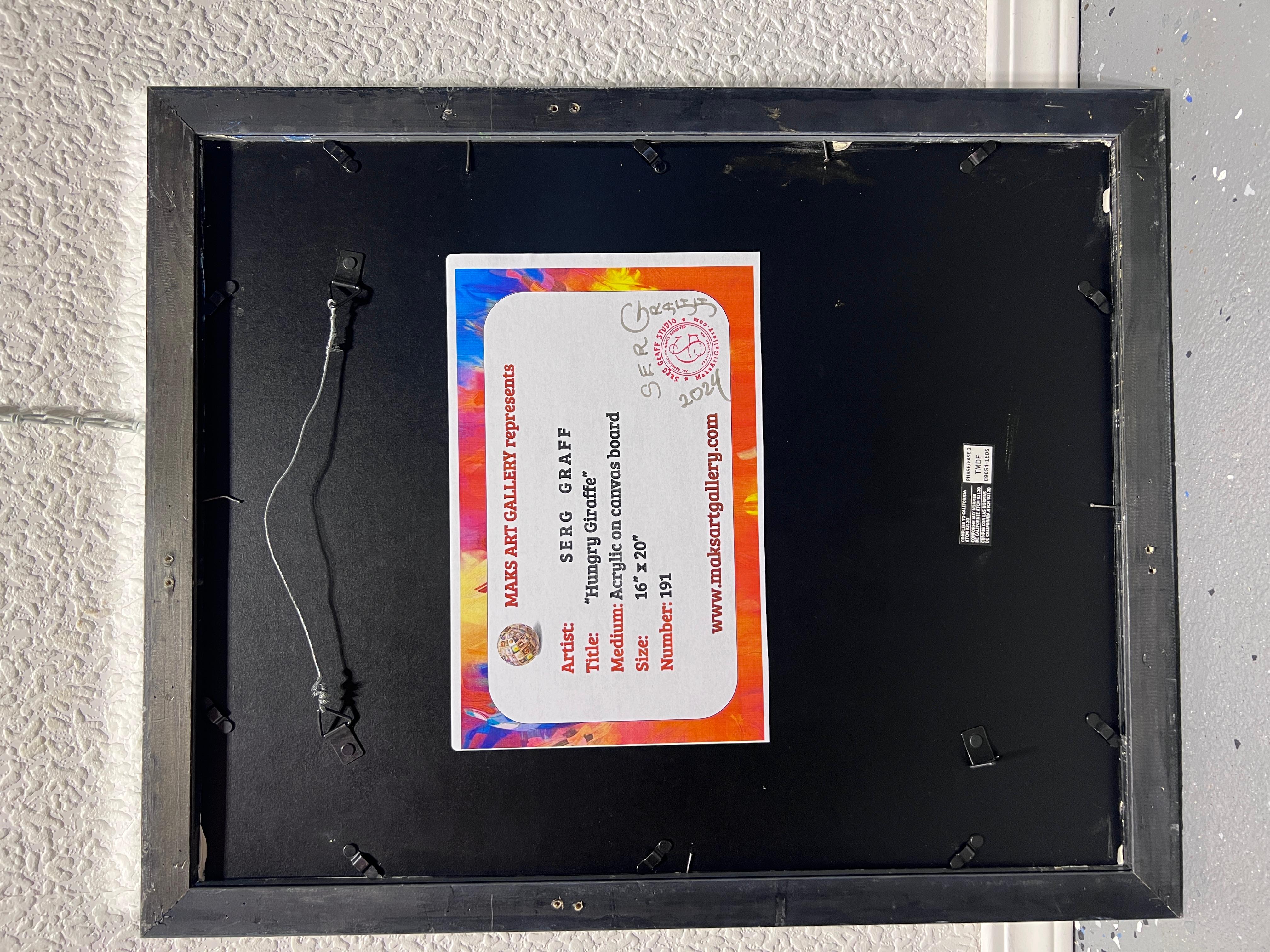 Einzigartiges Gemälde auf Karton mit dem Titel „Hungry Giraffe“ von Serg Graff, COA im Angebot 9