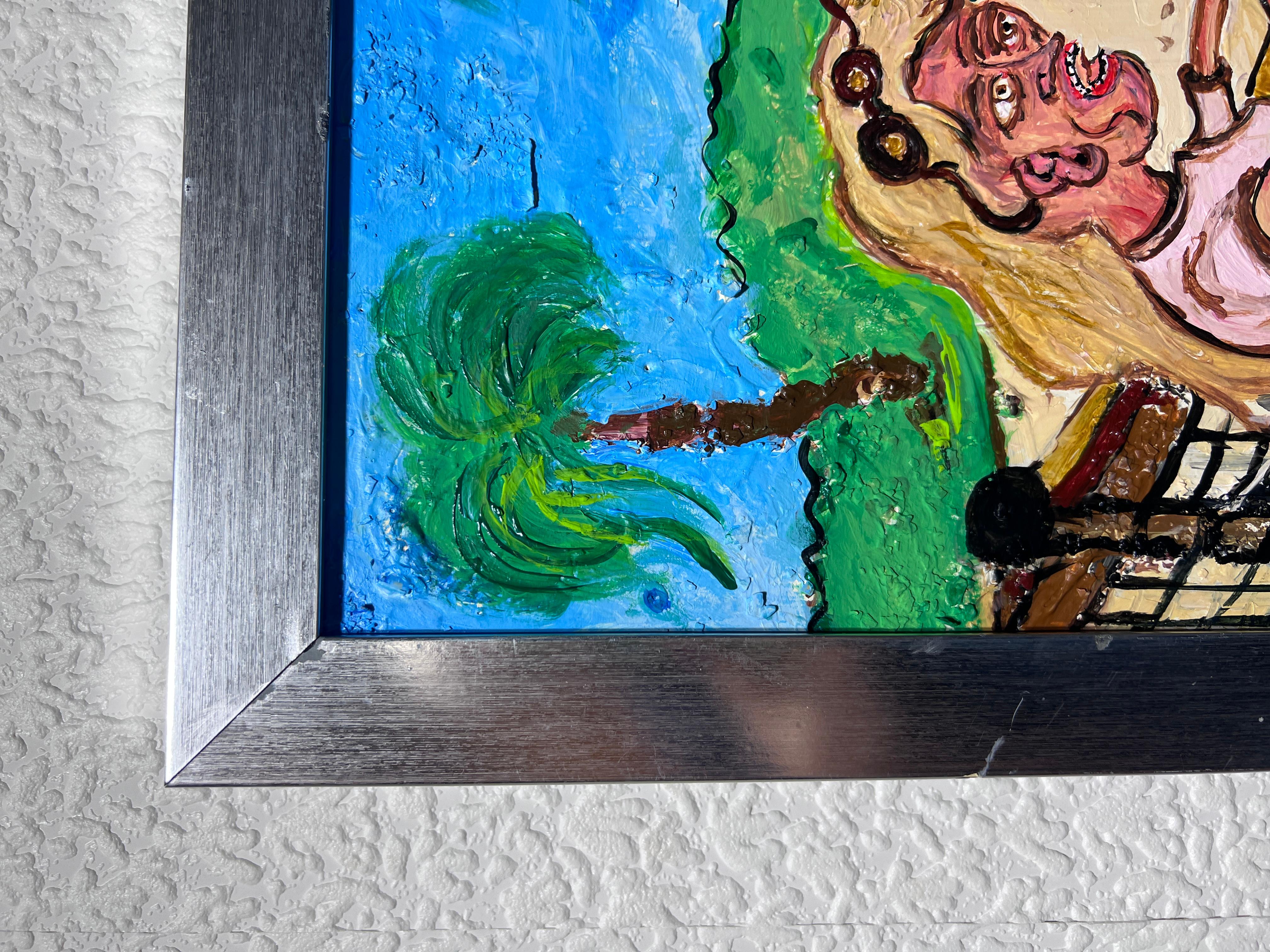 Einzigartiges Gemälde auf Karton mit dem Titel „Hungry Giraffe“ von Serg Graff, COA im Angebot 4