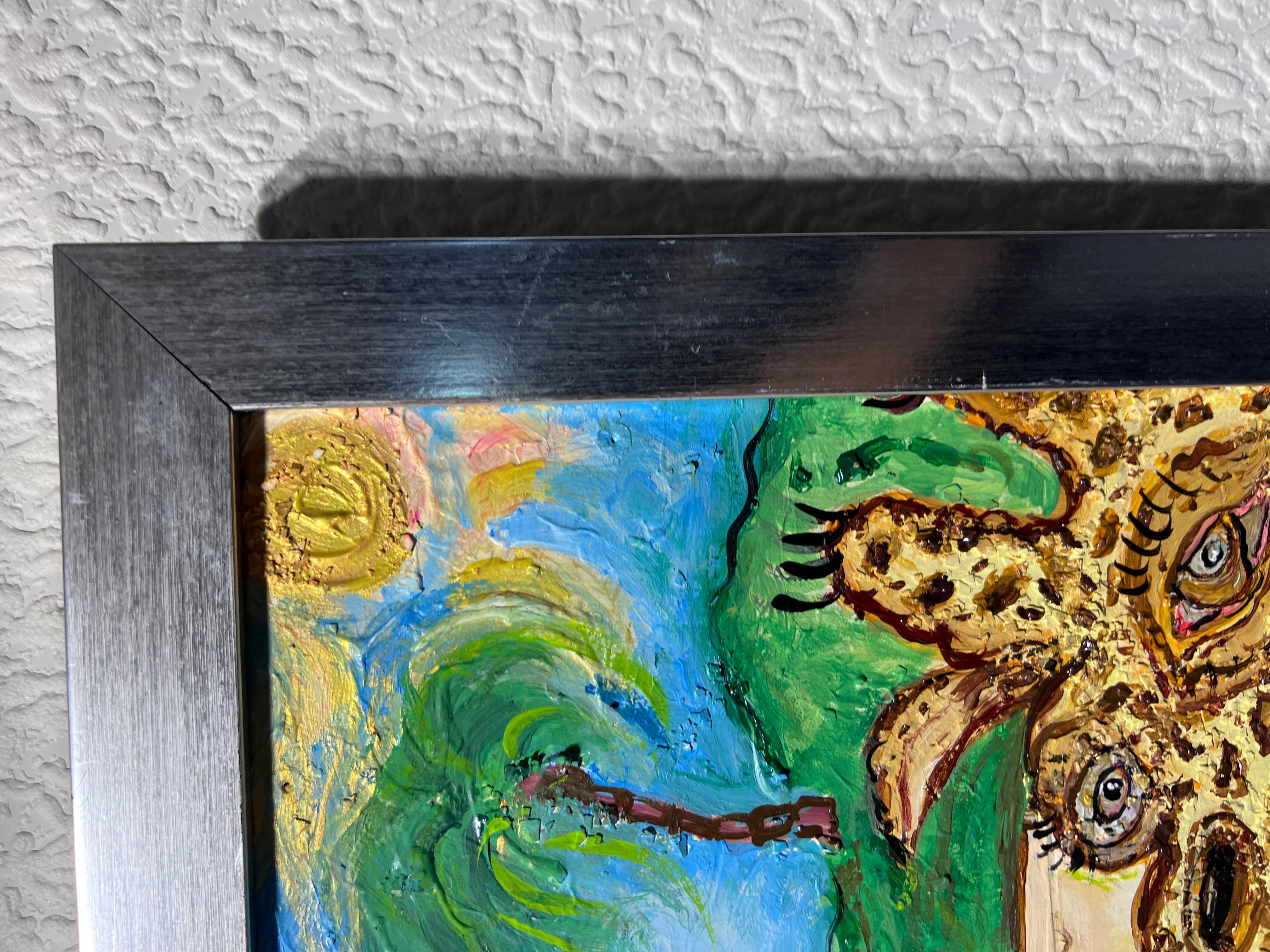 Einzigartiges Gemälde auf Karton mit dem Titel „Hungry Giraffe“ von Serg Graff, COA im Angebot 5