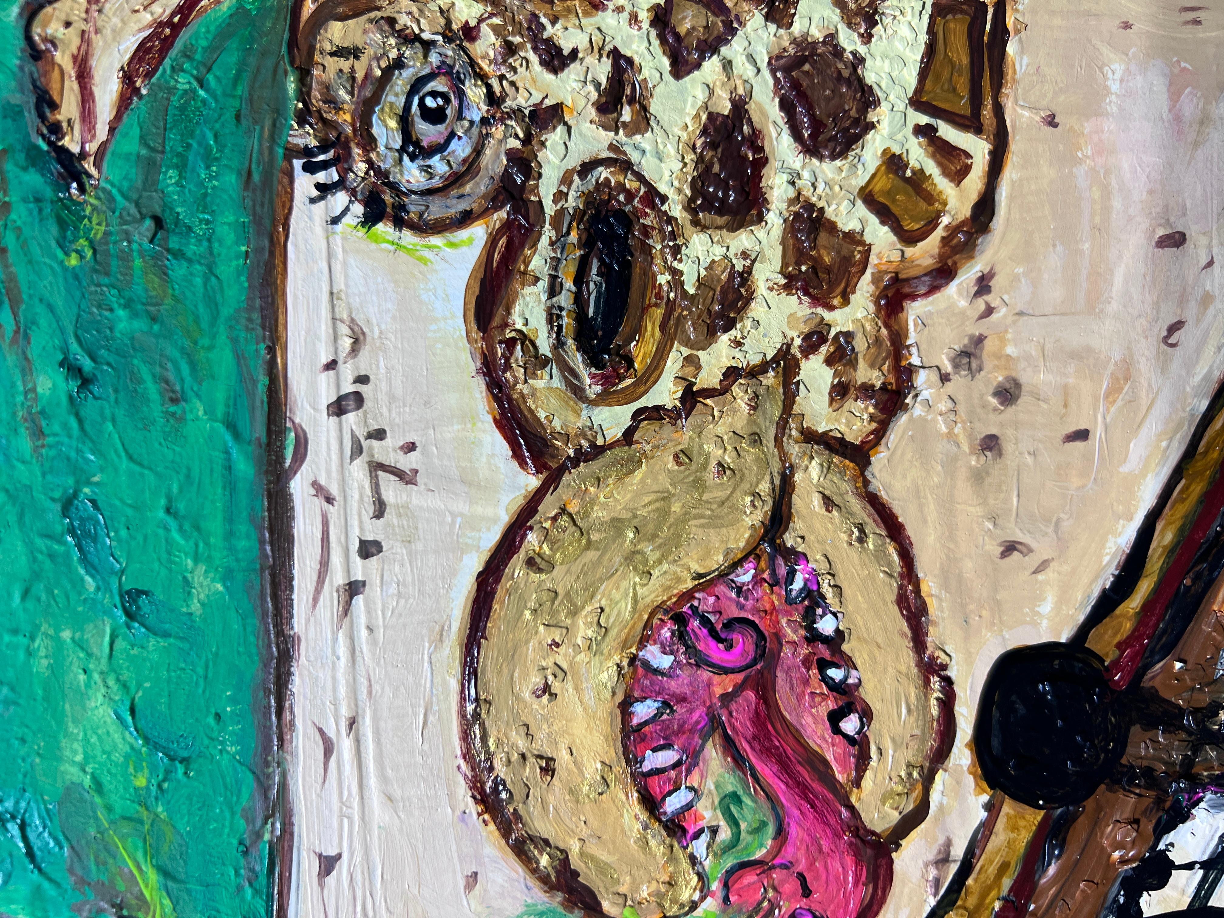 Einzigartiges Gemälde auf Karton mit dem Titel „Hungry Giraffe“ von Serg Graff, COA im Angebot 7