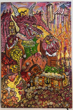 One-Of-A-Kind Painting on canvas by Serg Graff "The Dragon of Timely Gold"+COA