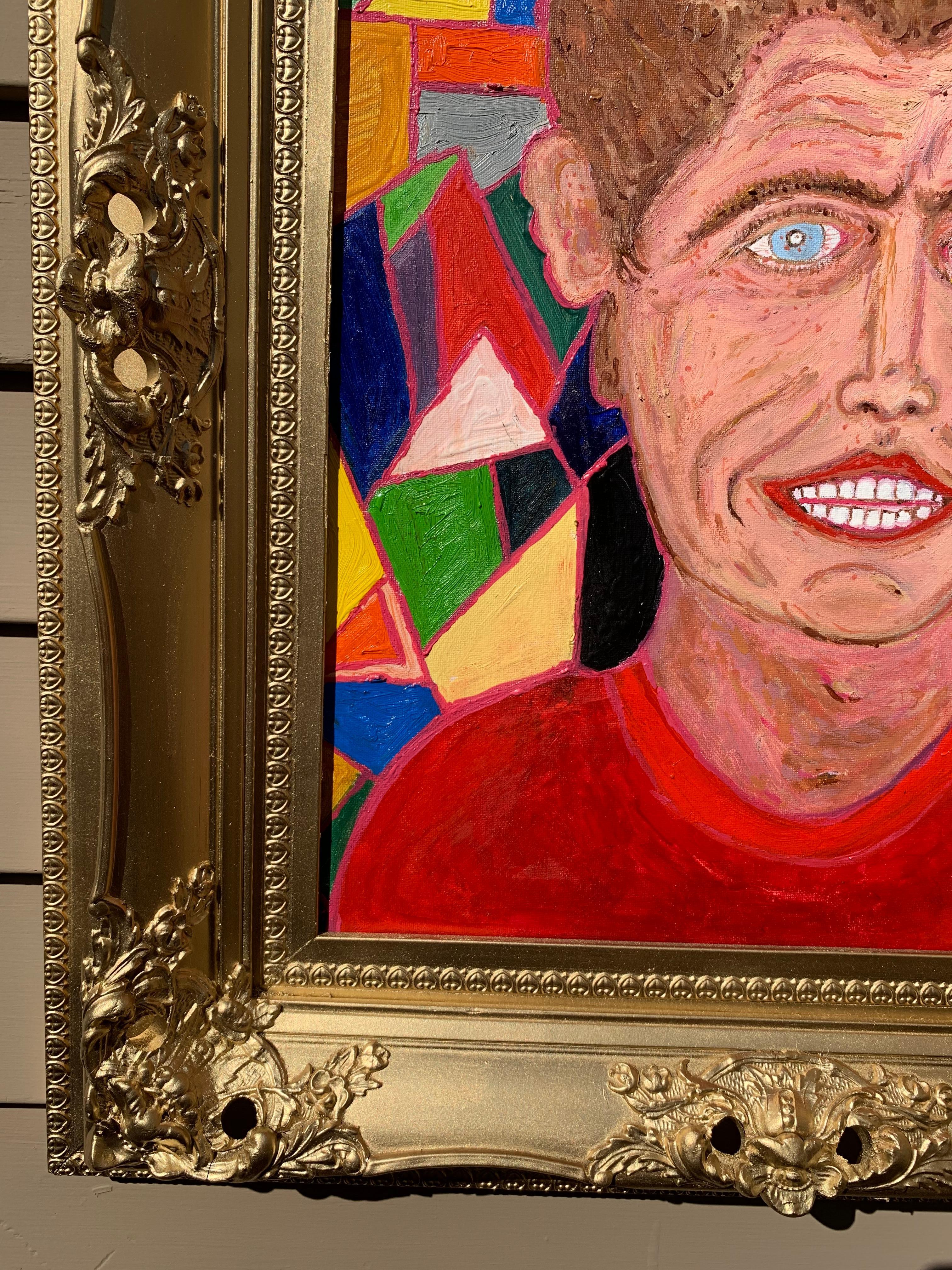 Pintura original sobre lienzo, Autorretrato. o John Kennedy Firmado S. Graff, COA - Painting Impresionista abstracto de Serg Graff