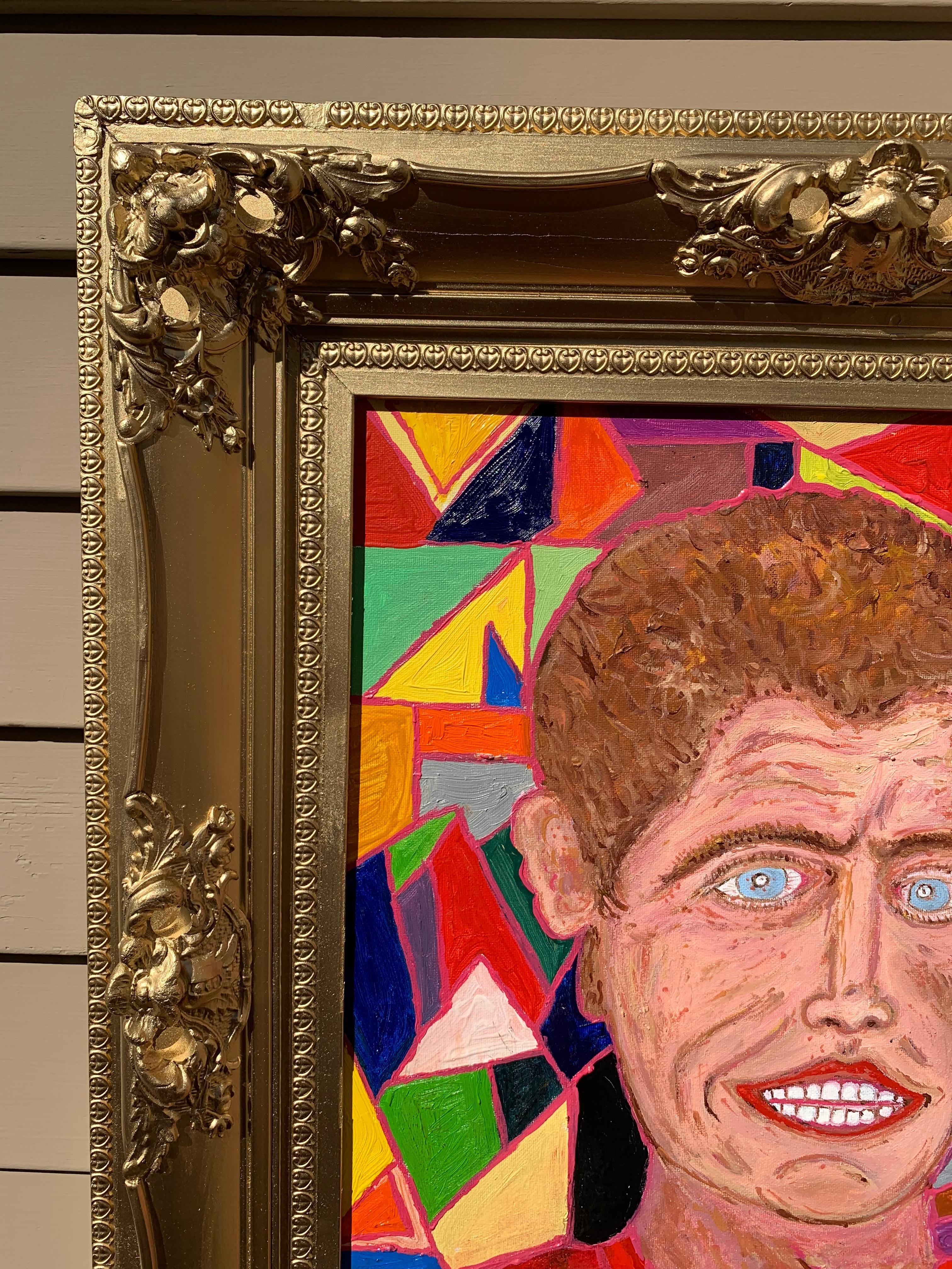 Pintura original sobre lienzo, Autorretrato. o John Kennedy Firmado S. Graff, COA - Portrait Painting Marrón de Serg Graff