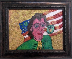 One-of-a-kind Textured painting on board, "Andrew Jackson" by Serg Graff, COA