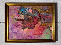 Original Abstract Painting on Board by Serg Graff "Boxing Gloves", COA