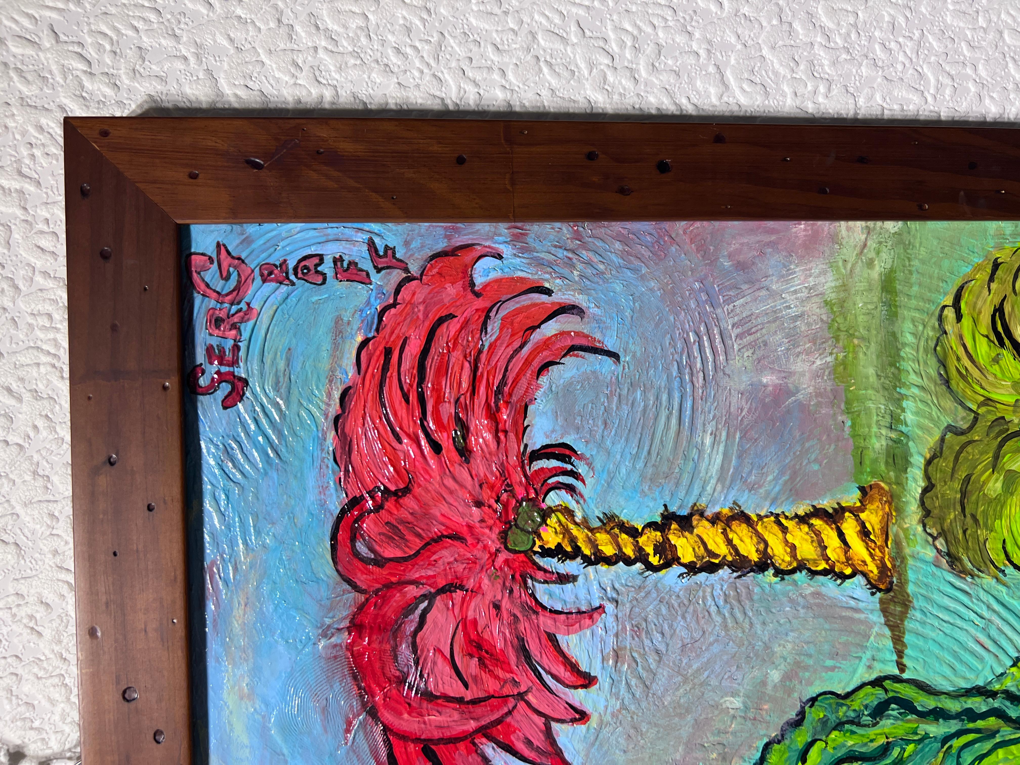 Original Abstract Painting on Board by Serg Graff 