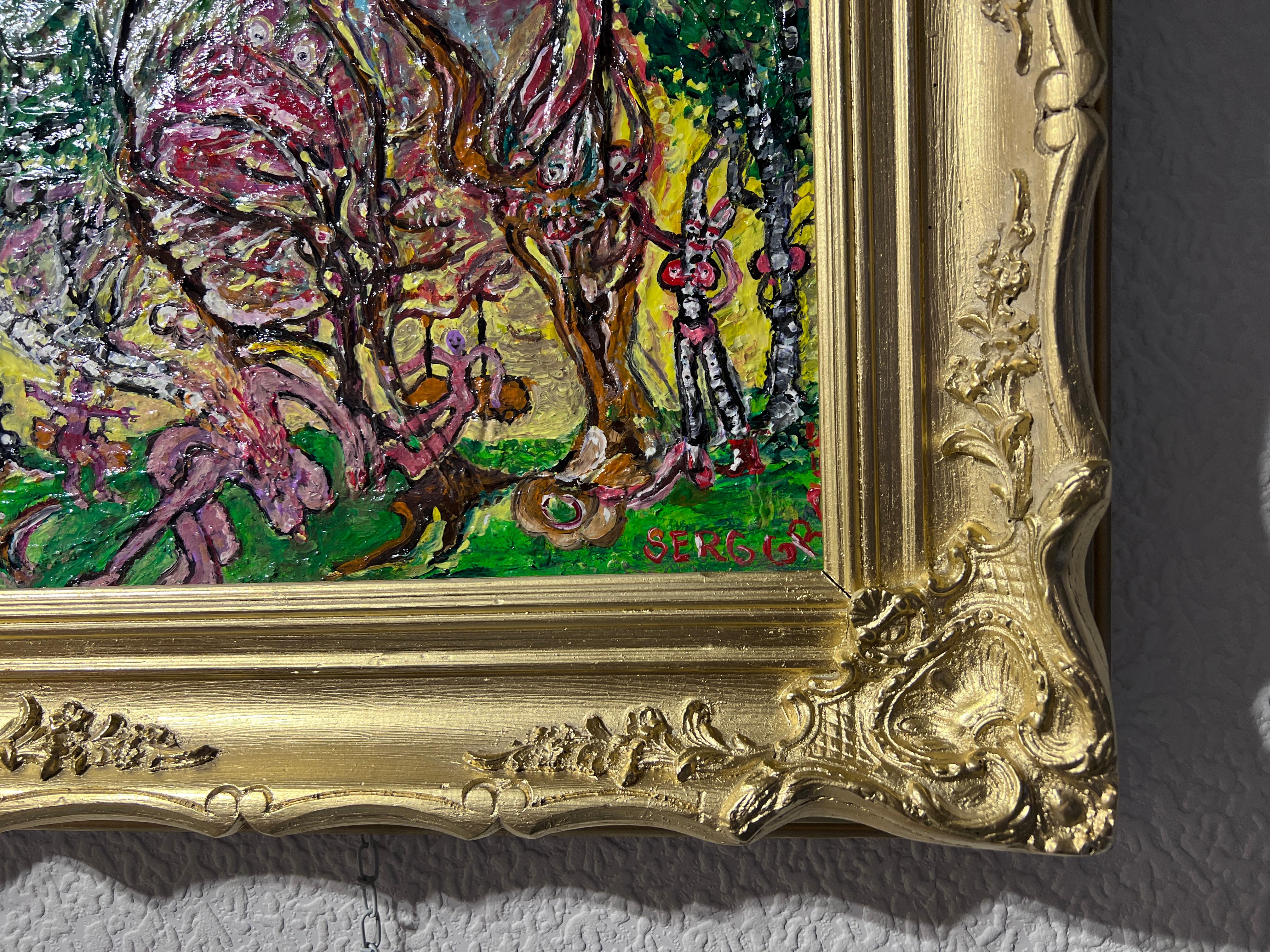 Original Abstraktes Originalgemälde auf Karton von Serg Graff „Surreal Forest“ COA, gerahmt im Angebot 6