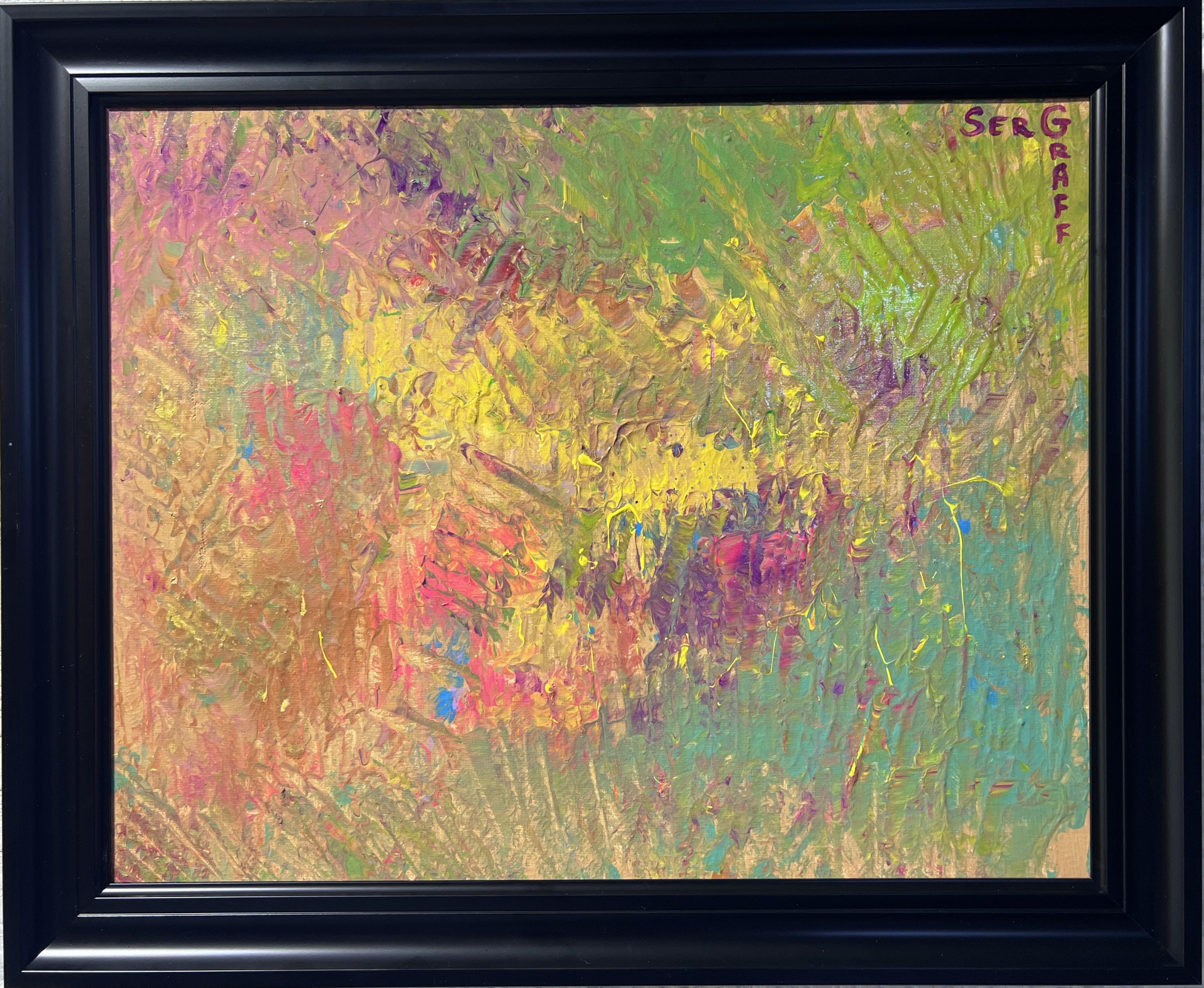 Questo è un dipinto originale su tela in stile fantasy astratto di Serg Graff, intitolato "Primavera".

La superficie esplode di colori vivaci - gialli, rosa, verdi e viola - stratificati in pennellate spesse ed espressive che creano movimento e