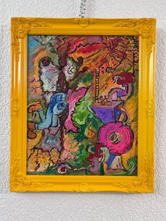 Peinture abstraite originale sur toile "Jump into the Painting" de Serg Graff COA