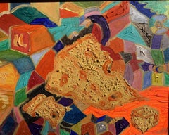 Original Abstract Painting on Canvas , Signed Serg Graff "Cheese", COA, framed