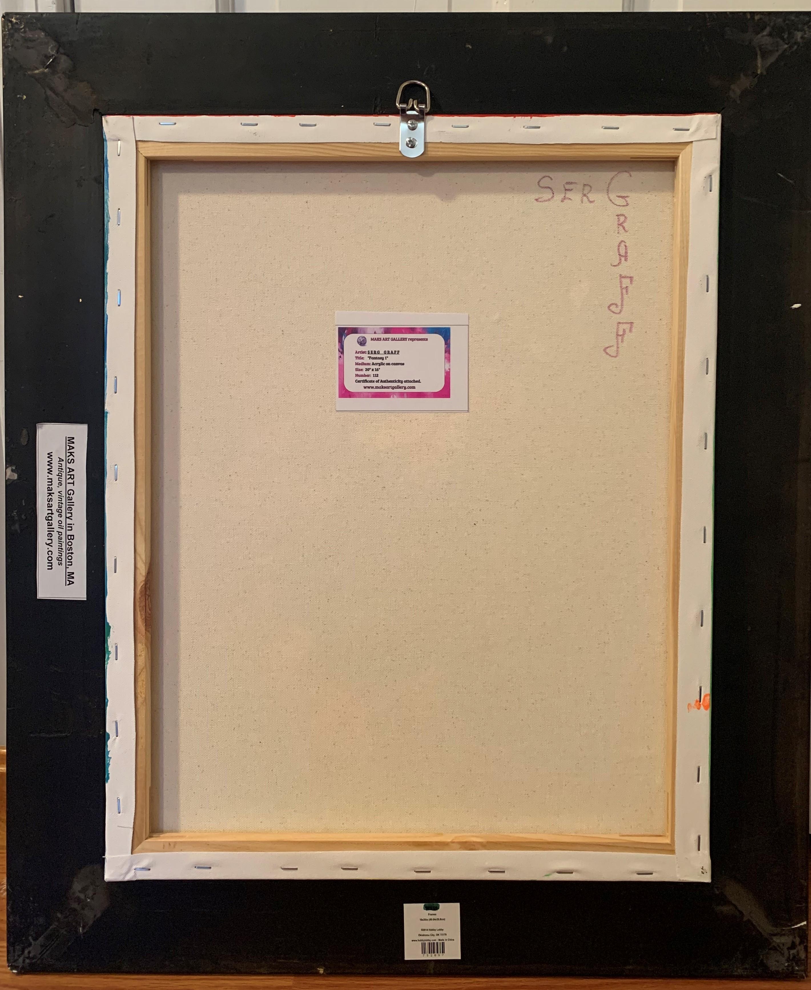 Pittura astratta originale su tela, firmata Serg Graff 
