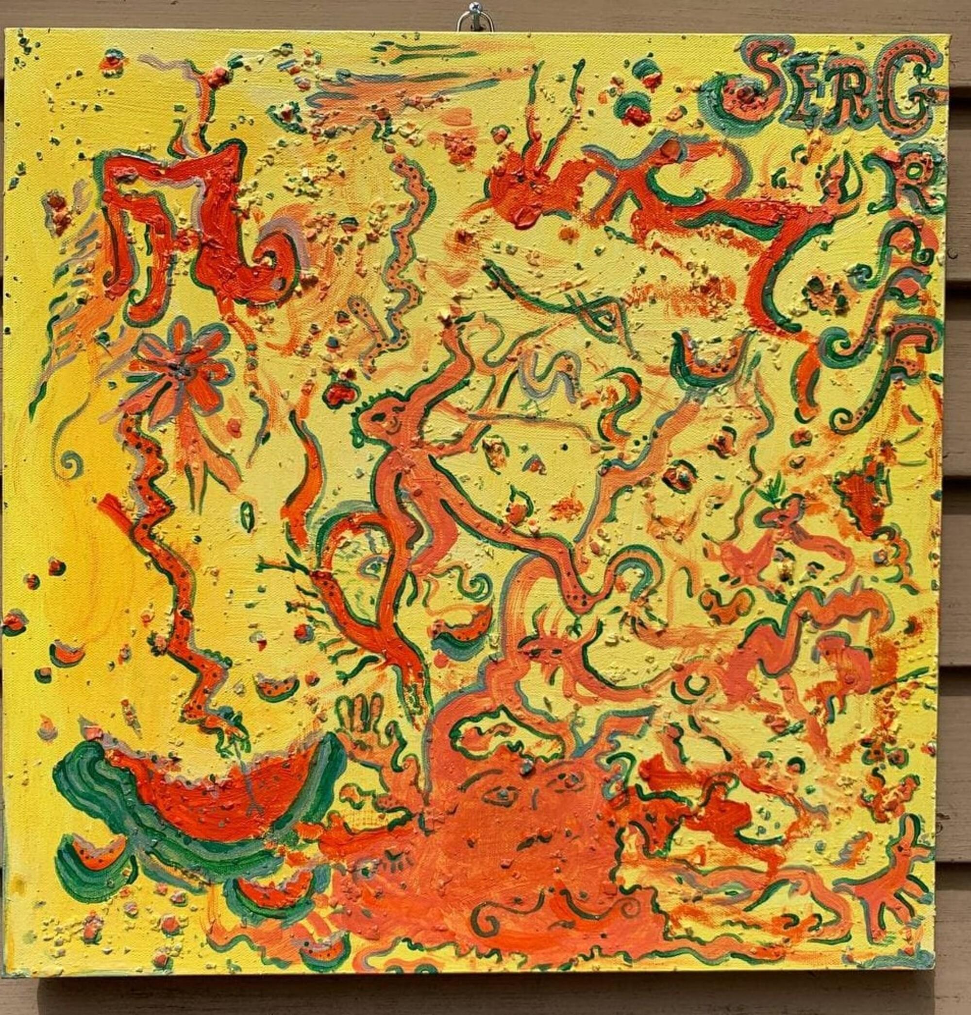 Original Abstract Painting on Canvas\ Signed Serg Graff, 