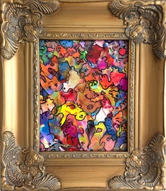 Peinture abstraite originale de Serg Graff « Happy Doodles » – Art fantastique surréaliste, certificat d'authenticité (COA)
