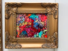 Original Abstract Painting Serg Graff "Hidden Friends" Surreal Fantasy Art, COA