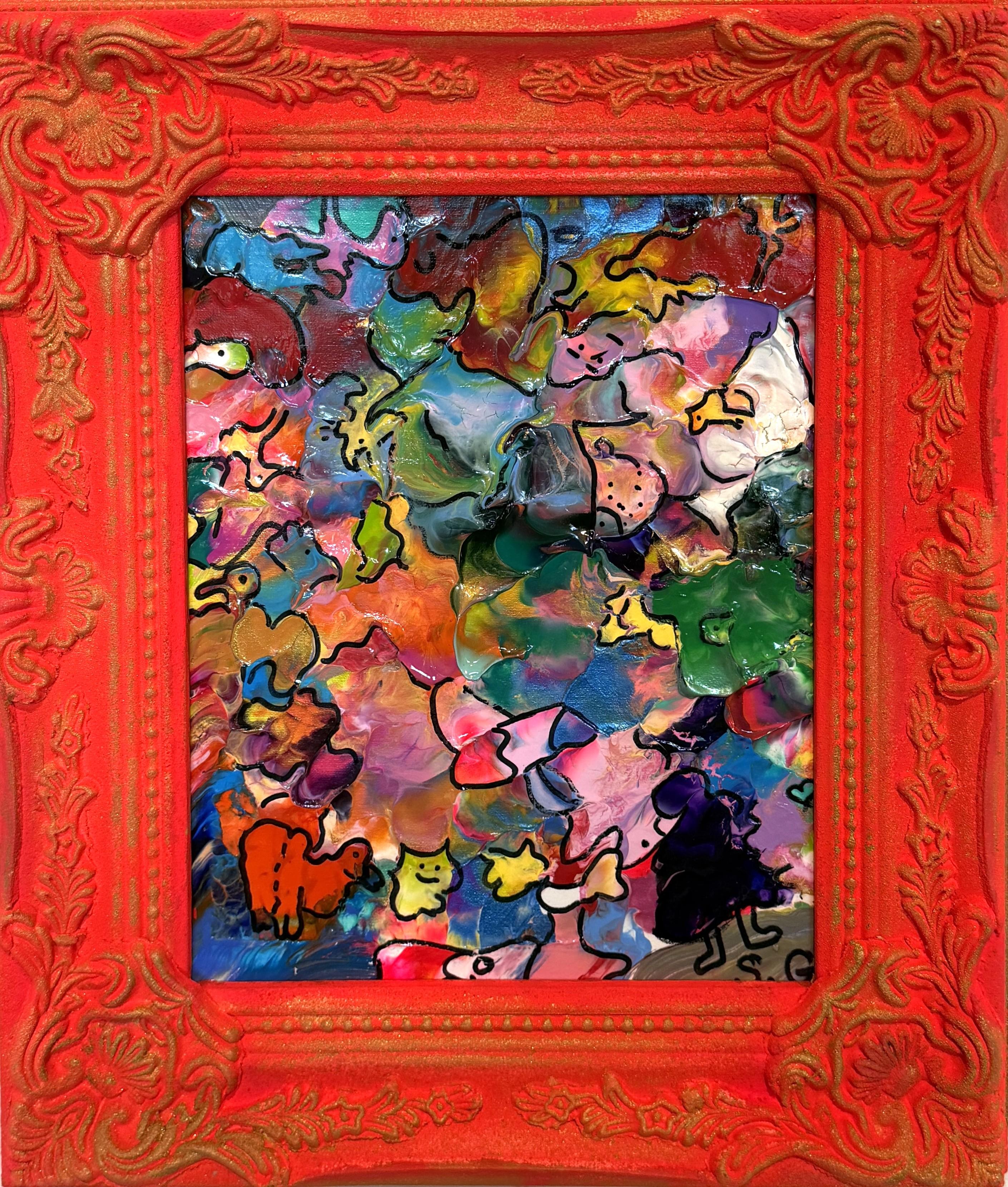 "Kingdom of Pareidolia" is an original acrylic painting by contemporary artist Serg Graff, created on canvas board. Rich with hidden faces, whimsical creatures, and countless abstract forms, the composition invites viewers to discover something new