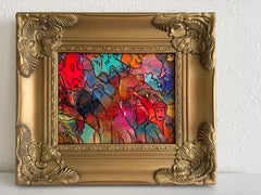 Peinture abstraite originale de Serg Graff, « Le monde primordial » – Art fantastique surréaliste