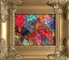 Peinture abstraite originale de Serg Graff, « Le monde primordial » – Art fantastique surréaliste