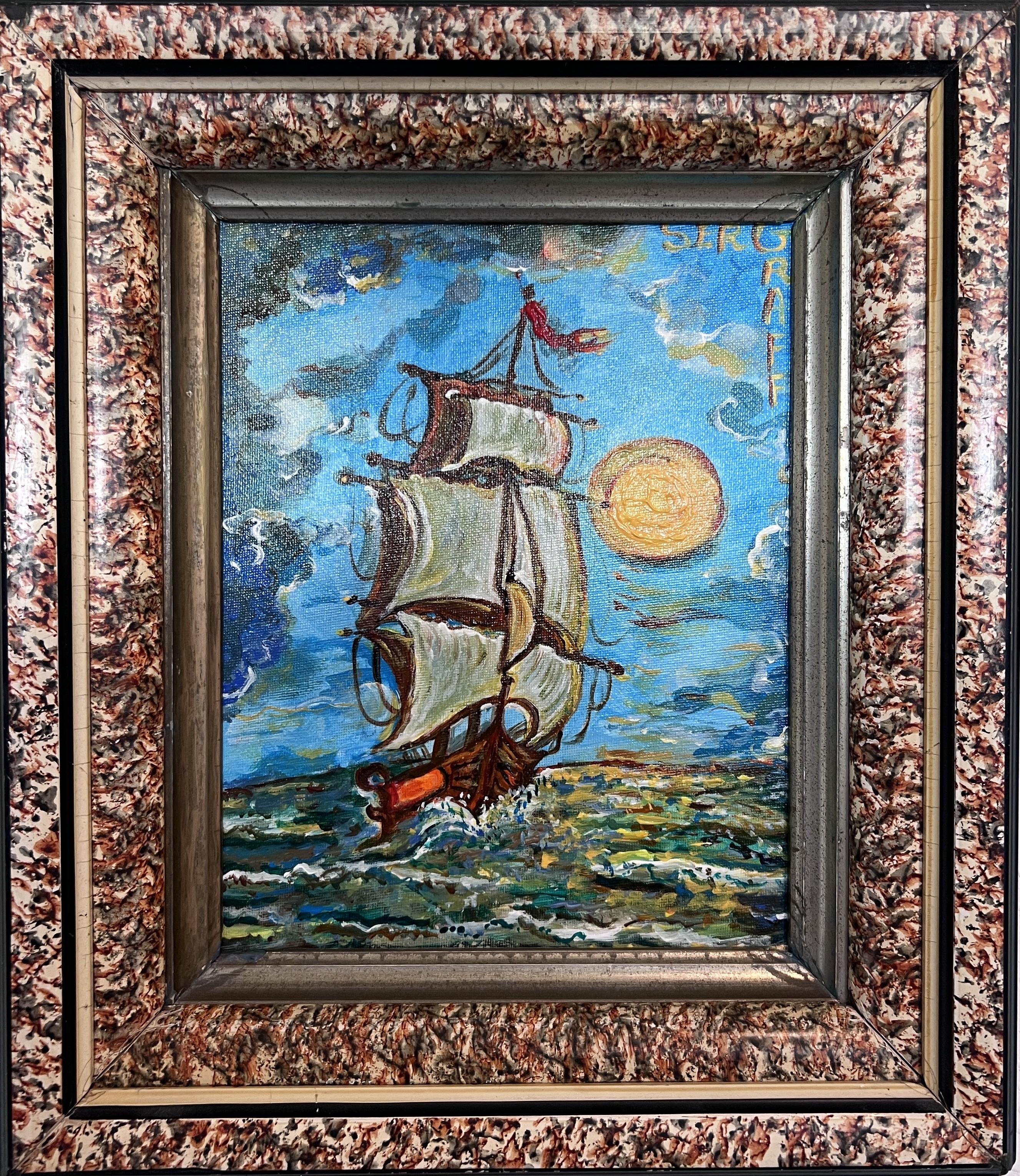 Original-Acrylgemälde von Serg Graff, Seelandschaft mit dem Titel "Drift" , COA