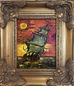 Original-Acrylgemälde von Serg Graff, Seelandschaft mit dem Titel "Eclipse" , COA